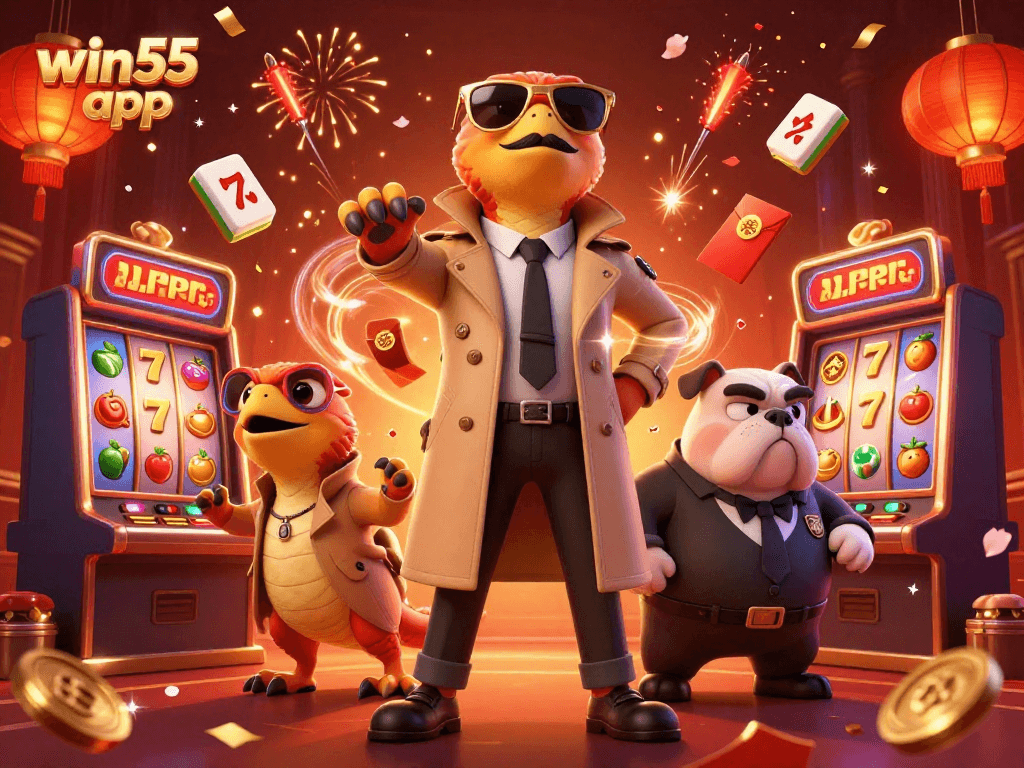 Experience thrilling gameplay with the win55 app as raptors sneak into a VIP casino lounge.