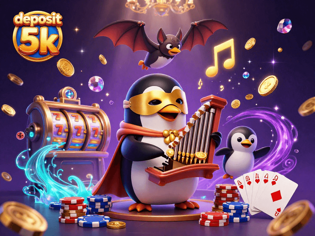 Experience the excitement of deposit 5k slots with golden coins, lucky sevens, and vibrant casino elements.