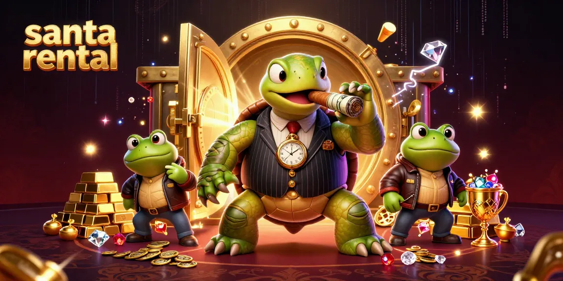 Experience the magic of santa rental with a lively casino-themed scene full of treasure.