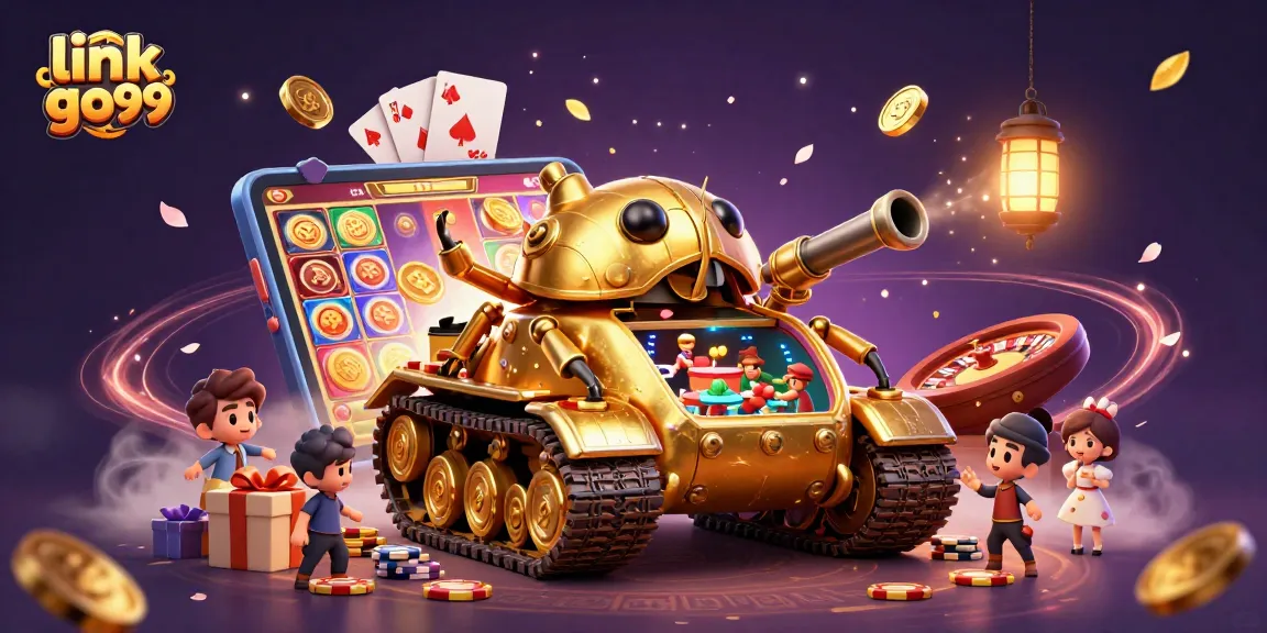 Link go99: Engage with a vibrant casino illustration featuring a golden beetle tank.
