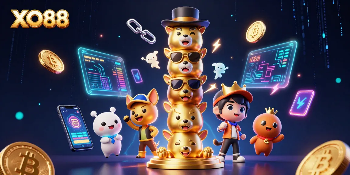 Experience the dynamic energy of XO88 with vibrant casino elements and 3D illustrations captivating players.