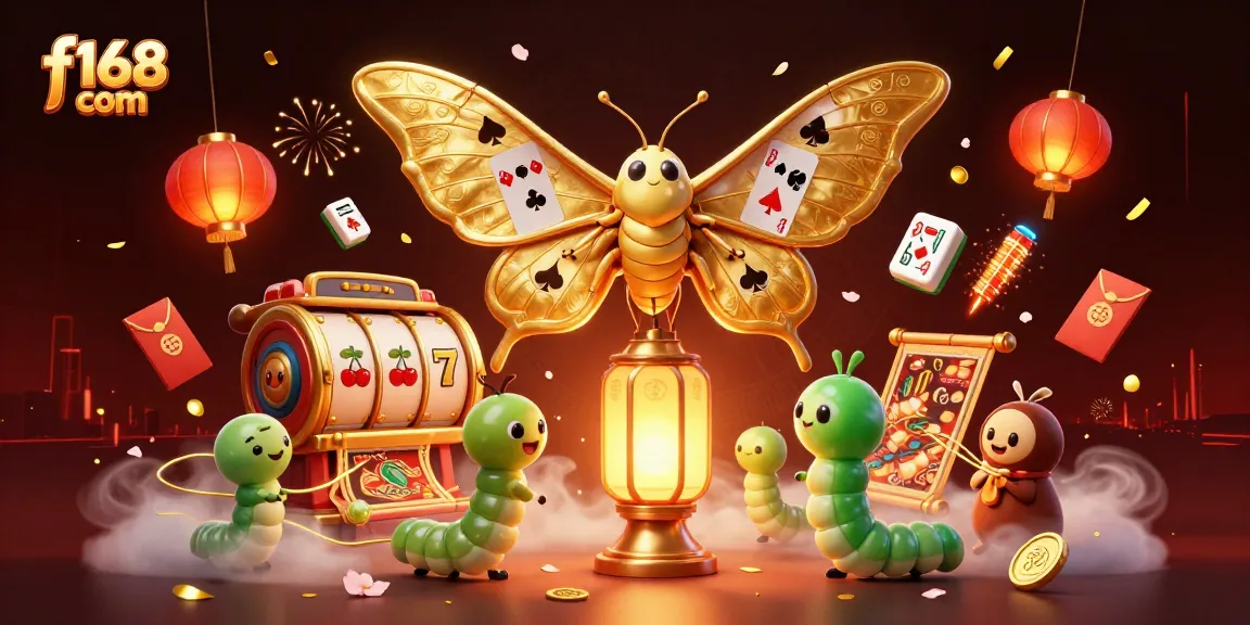 Join the excitement at f168 com with a vibrant 3D casino-themed illustration featuring dynamic slot reels.