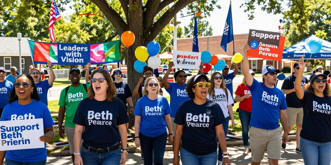 Supporters rallying for Beth Pearce, showcasing community spirit and leadership vision in rokok88 initiative.