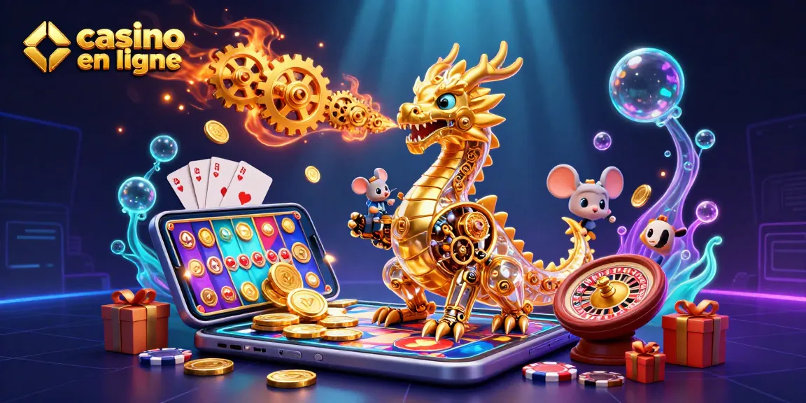 Jouez à des jeux passionnants sur un casino en ligne avec un dragon doré mécanique.