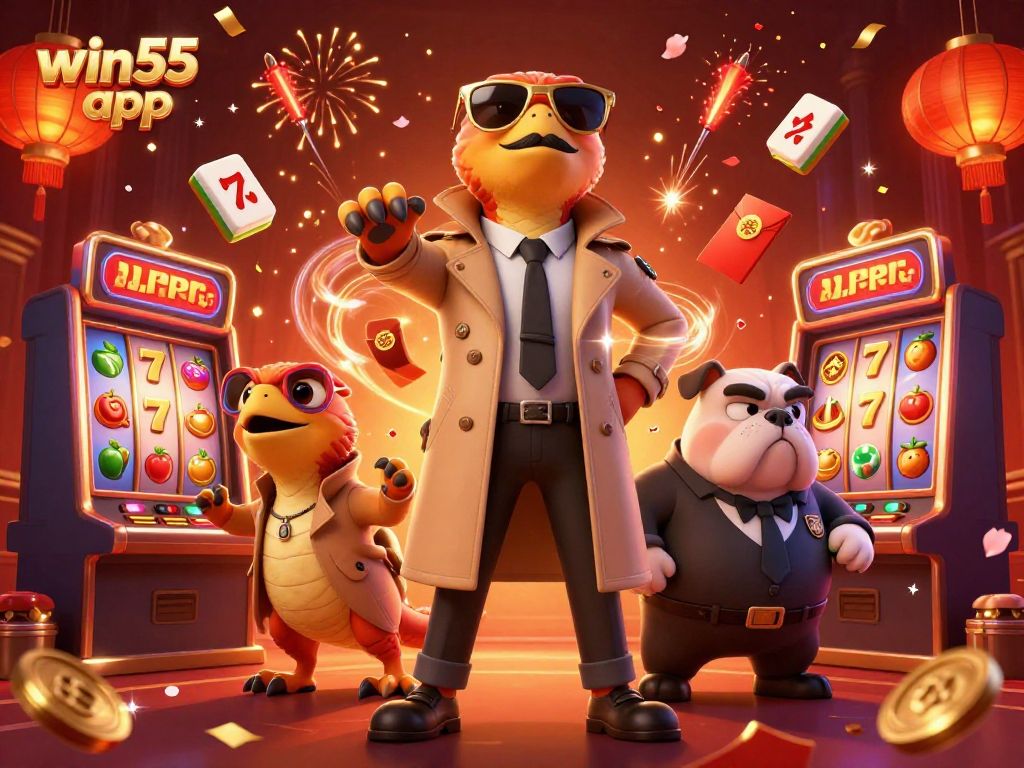 Experience thrilling gameplay with the win55 app as raptors sneak into a VIP casino lounge.