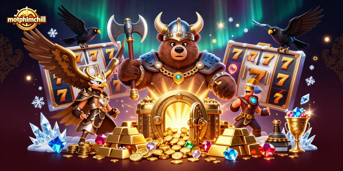 Experience thrilling wins at motphimchill with a lively casino scene featuring bear and eagle characters.