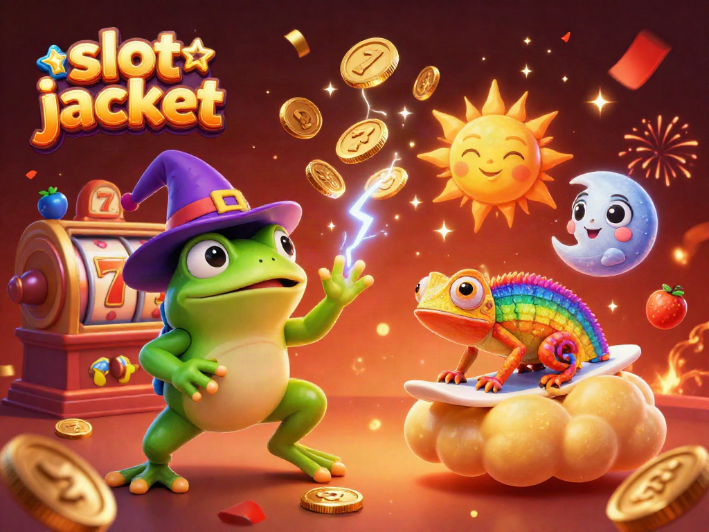 Spin the slot jackpot with winning reels and golden coins in a vibrant casino scene.