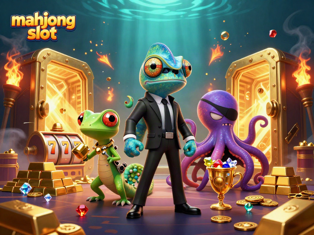 Engage with the mahjong slot adventure amidst vibrant casino treasures and dynamic characters.