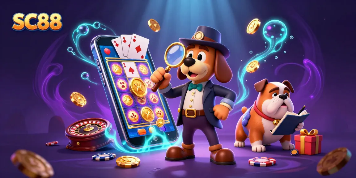 Uncover winning strategies at SC88 with a cartoon detective exploring thrilling casino games.