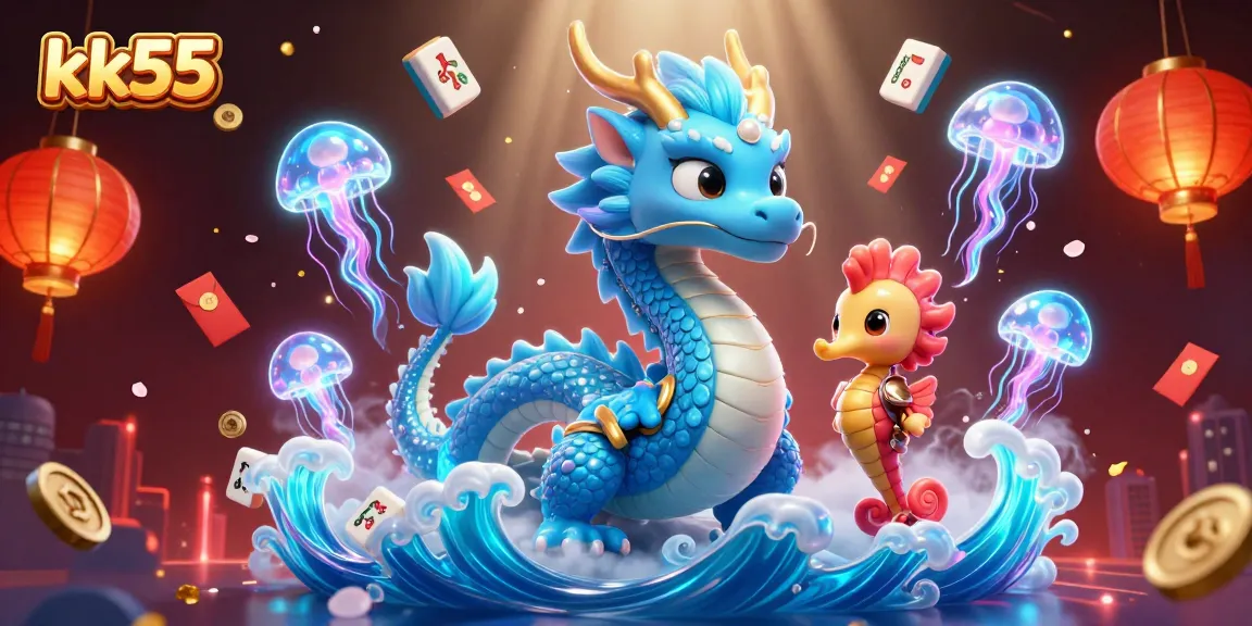 Engage with the stunning underwater scene featuring kk55's vibrant characters and casino elements.