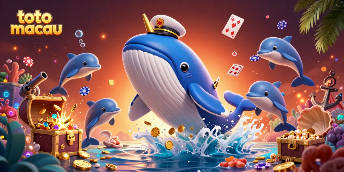 Menggiring kemenangan di toto macau dengan ikan paus raksasa dan lumba-lumba bermain chip poker dalam lautan koin.
