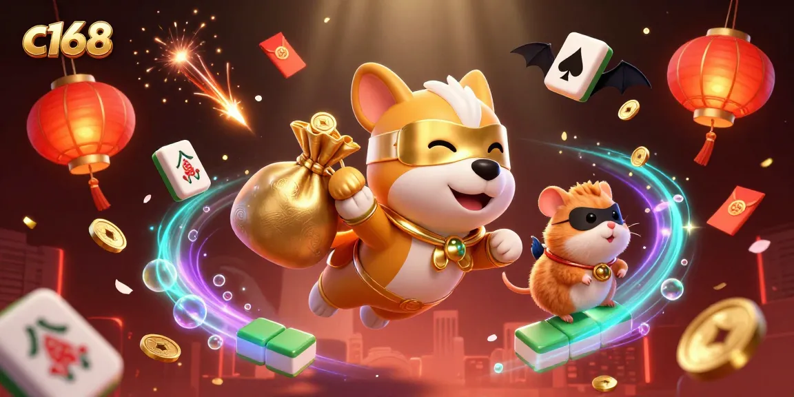 Experience thrilling gaming with c168 in this vibrant 3D casino illustration showcasing excitement and riches.