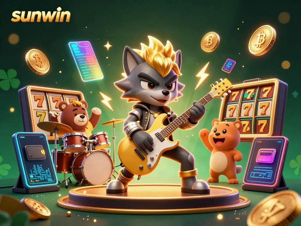 Play big with sunwin as cartoon characters rock the casino scene filled with vibrant slot elements.
