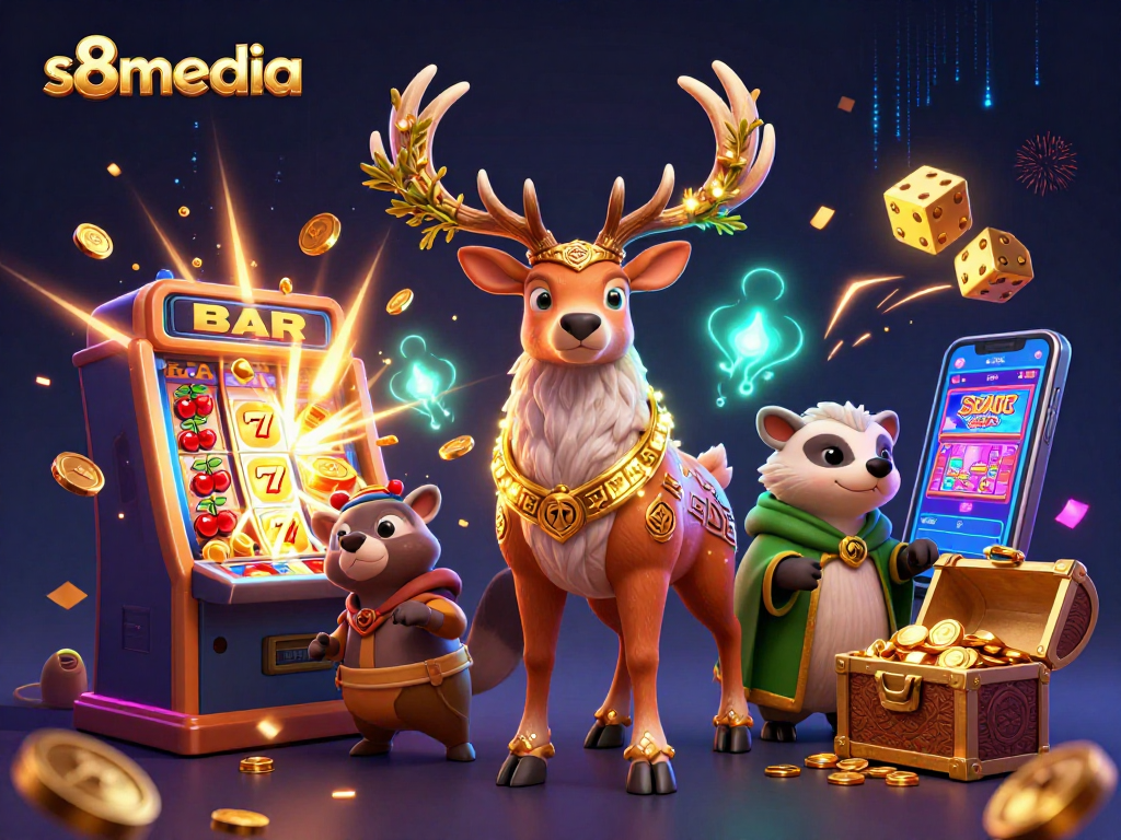 Experience thrilling gaming moments with s8media's engaging 3D casino scene featuring dynamic elements.
