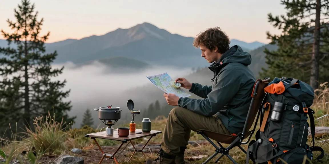 Explore adventure gear and camping essentials from https://www.anniescollections.com in a beautiful mountain campsite.