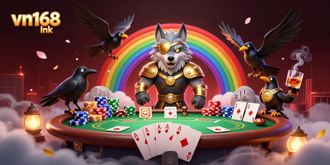 Experience captivating gameplay at vn168 ink with Odin and ravens amidst a vibrant casino scene.