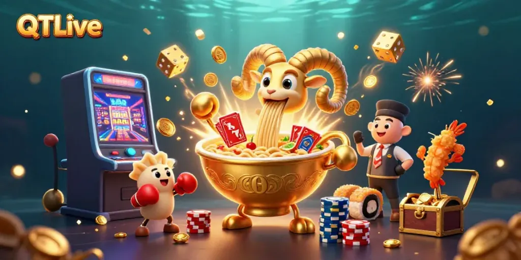 Experience the excitement of QQLive with vibrant 3D casino characters and dynamic gaming elements.