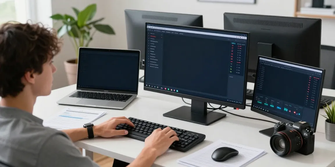 Togel online data analysis scene featuring a focused individual in a modern workspace.