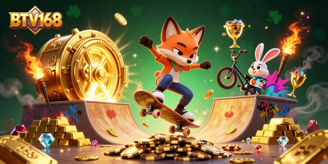 Experience thrilling action with BTV168 as a fox performs tricks in a vibrant casino world.