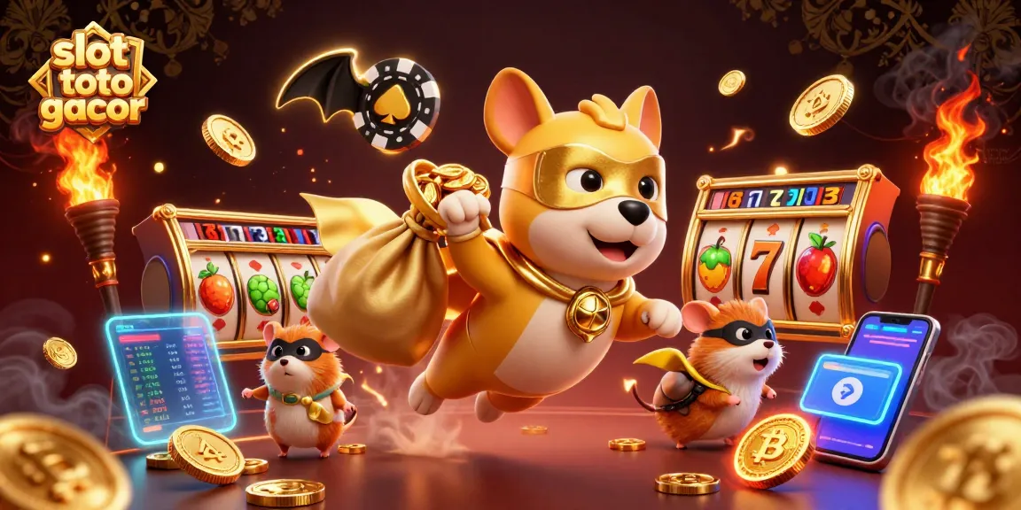 Spin to win big with slot toto gacor in this vibrant 3D casino adventure illustration.