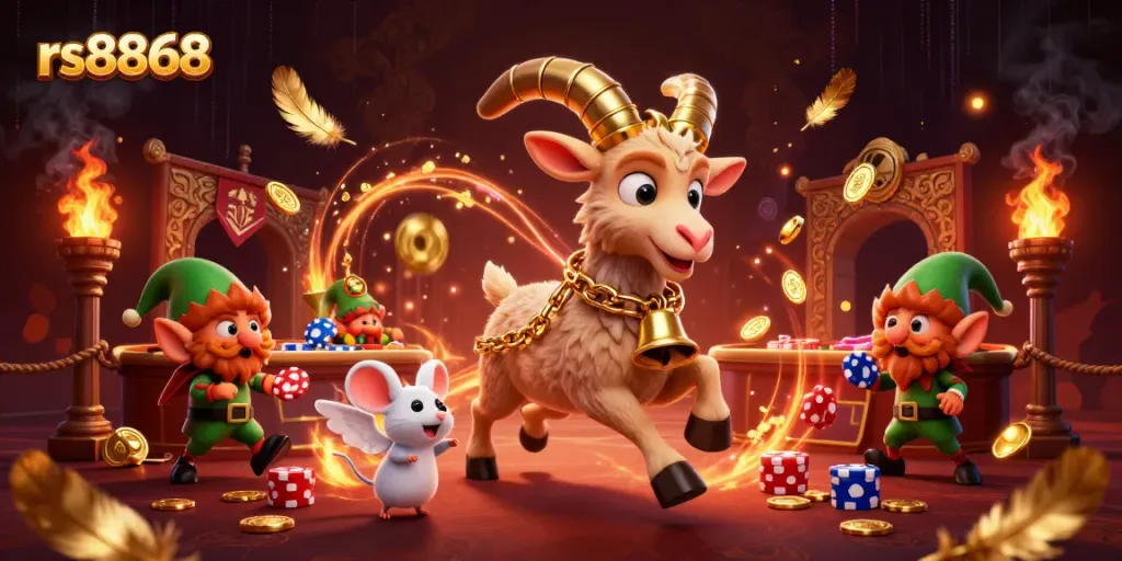 Experience high-stakes gambling action at rs8868 casino with festive characters in a lively scene.