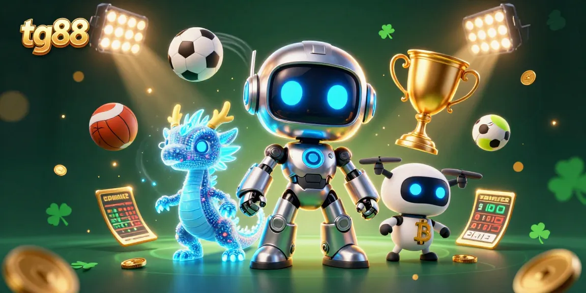 Engage with tg88's thrilling betting experience in a vibrant 3D digital casino scene.