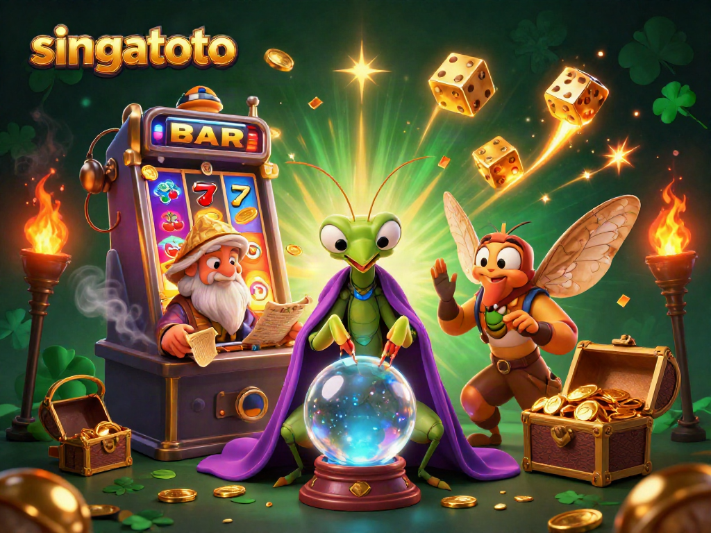 Spin the reels and win at singatoto with vibrant casino-themed 3D illustration.